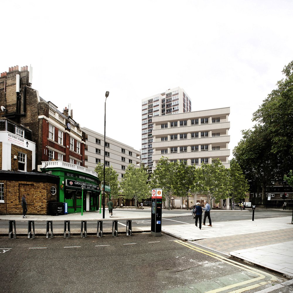 NEW NORTH ROAD JUNCTION LOOKING WEST TOWARDS NORTH BUILDING & TOWER
